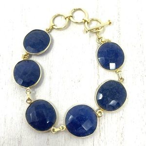 Sterling silver bracelets, 18K gold overlay and semiprecious stones/blue lapis